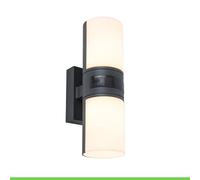 LUTEC CYRA Applique murale d'extérieur LED avec détecteur de mouvement, lampe d'extérieur moderne, applique murale en aluminium anthracite, têtes de lampe rotatives à 350° chacune, applique murale