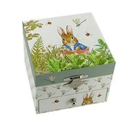 Lutèce Créations Boîte à musique/boîte à bijoux musicale en bois avec Pierre lapin de Beatrix Potter et mécanisme musical à ressort de 18 notes (Réf: 20-860) - Berceuse (W. A. Mozart)