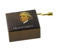 Lutèce Créations Boîte à Musique/boîte Musicale à manivelle en Carton illustré et métal doré avec Portrait de Franz Liszt et mécanisme Musical à manivelle de 18 Notes - Rêve d'amour n°3 (Franz Liszt)