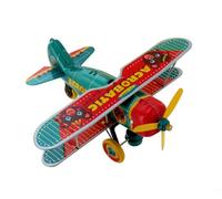 Lutèce Créations Jouet mécanique en métal - Avion d'acrobate ou de Cascadeur mécanique en métal (tôle/Fer-Blanc) chromolithographié - Objet Vintage de Collection réservé aux Adultes