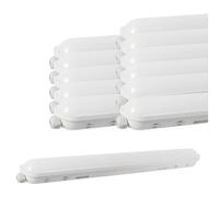 LUTECE Lot de 12 Réglettes LED Étanche 1500mm 55W 6600 LM 6500K IP65 Interconnectable Lumière du Jour