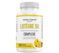 Lutéine 50 mg avec zéaxanthine, bêta-carotène, vitamines A & B2, pipérine | 180 gélules | Santé des yeux & protection contre la lumière bleue | Sans OGM & sans gluten | par nutrive pharma
