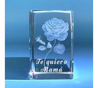 Luteney Cadeau plaque en verre pour maman, Te quiero Mama Cadeaux originaux pour la fête des mères, verre avec roses gravées, cadeau pour mère Noël