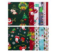 LUTER 10 Pièces Tissu De Thème De Noël 45 × 55 cm, Paquet De Coton Pur Pour Décorations De Bricolage, Fournitures De La Série, Patchwork
