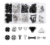 LUTER 100 Pièces Crochets De Jupe, Boutons-Pression à Coudre, Loquets à Crochet Et à Œil, 50 Paires De Fixations à Coudre Pour Jupe, Soutien-Gorge, Pantalon, Vêtements (Noir, Argent)