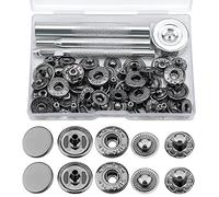 LUTER 12 Kits 15mm Bouton Pression Fixation Non Couture Amovibles Boutons Métalliques Lourds Avec 4 Outils de Montage en Métal Pour Vêtements Jeans Cuir Pantalons Sacs Vestes (Noir)
