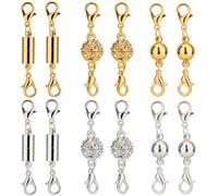 LUTER 12 Pièces Fermoir à Bijoux Magnétique Fermoir Homard Magnétique Fermoirs et Fermetures de Collier Rallonge de Bracelet pour la Fabrication de Bijoux (Or et Argent)