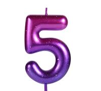 LUTER 2,36 pouces Bougie Chiffre Violet et Bleu, Bougies Anniversaire Numéro Bougies Dégradées Toppers de Gâteau de Cire Décorations pour la Fête sur le Thème de la Sirène Anniversaire de Mariage (5)