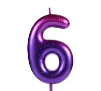 LUTER 2,36 pouces Bougie Chiffre Violet et Bleu, Bougies Anniversaire Numéro Bougies Dégradées Toppers de Gâteau de Cire Décorations pour la Fête sur le Thème de la Sirène Anniversaire de Mariage (6)