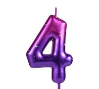 LUTER 2,36 pouces Bougie Chiffre Violet et Bleu, Bougies Anniversaire Numéro Bougies Dégradées Toppers de Gâteau de Cire Décorations pour la Fête sur le Thème de la Sirène Anniversaire de Mariage (4)