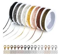 LUTER 2 mm 8 Couleurs 24m Chaînes de Bijoux creation avec Anneaux de Saut Ouverts Fermoirs Homard pour L'artisanat de Bricolage, les Fournitures de Bijoux