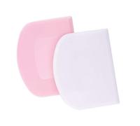 LUTER 2 Pièces 12x9,5cm Corne Pâtisserie - Coupe-pâte Grattoir a Pâte en Plastique pour Cuisine, Pâtisserie, Crêpes (Rose, Blanc)