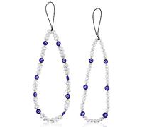 LUTER 2 Pièces Phone Charms Perles, Ronde Forme Spéciale Bracelet de Téléphone Perlé Faite à la Main Anti-Perte Mignon Charmes de Téléphone Longe Perlée Mauvais Oil pour Hommes Femmes Couple