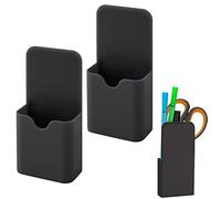 LUTER 2 Pièces Porte Marqueur Magnétiques, Taille S - Pot Crayon Porte Stylo Aimanté Organisateur Fournitures de Bureau à Domicile pour Réfrigérateur Tableau Blanc Casier (Noir)