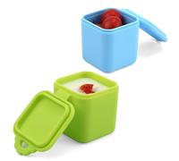 LUTER 2 Pièces Récipients Trempettes pour OmieBox Boîte à Déjeuner, Étanches Récipient à Sauce Récipient à Condiments en Silicone avec Couvercles pour École Pique-Nique Voyage (Bleu, Vert)