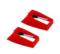 Luter 2 Pièces Tourne Disque Aiguille Tourne Disque Aiguilles Tourne-Disque Stylet Remplacement Saphir Diamant Platine Vinyle pour Tourne-Disque Vinyle (Rouge)