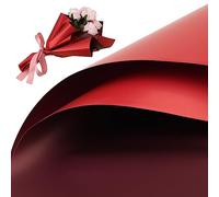 LUTER 20 Feuilles Papier d'Emballage de Fleurs, 58x58cm Papier d'Emballage de Bouquet de Fleurs Couleur Double Face de Fleurs pour Mariage Remise de Diplôme Saint Valentin(Vin Rouge & Rouge Foncé)