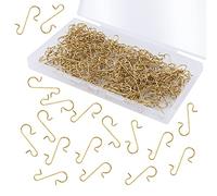 LUTER 200 Pièces Crochets S de Noël, Crochets de Décoration de Noël avec Boîte de Rangement Petits Crochets Métallique pour Accrocher des Ornements d'arbre de Noël Décorations de Festival (Or)