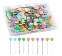 LUTER 200pcs Épingles à Tête De Fleur Plate avec Une Boîte De Rangement Couleurs Assorties Épingles Décoratives pour l'Artisanat De Couturière Projets De Couture