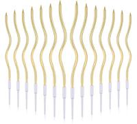 LUTER 24pcs bougies d'anniversaire bougies de gâteau d'anniversaire en spirale longues bougies minces de petit gâteau pour la décoration de fête de mariage d'anniversaire (or)