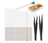 LUTER 28 Pièces Buse Nettoyage Aiguilles Kit Imprimante 3D Accessoires de Nettoyage Comprenant 26 Pièces 0,15mm, 0,25mm, 0,35mm, 0,4mm Aiguilles De Nettoyage 2 Pièces Pince à épiler