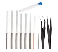 Luter 28 Pièces Buse Nettoyage Aiguilles Kit Imprimante 3D Accessoires de Nettoyage Comprenant 26 Pièces 0,15mm, 0,25mm, 0,35mm, 0,4mm Aiguilles De Nettoyage 2 Pièces Pince à épiler