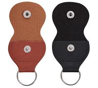 LUTER 2pcs Porte Médiator Guitare, Cuir PU Lot de Médiator pour Guitare Électrique avec Porte-Clés Support de Médiator de Guitare pour Les Joueurs de Guitare (Noir, Marron)