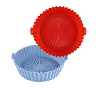 LUTER 2pcs Pot en Silicone pour Friteuse à Air, 14,5cm de Diamètre Ronds Air Fryer Silicone Pot Doublures en Silicone pour Friteuse à Air Accessoires pour Friteuse à Air avec 2 Couleurs (Rouge, Bleu)