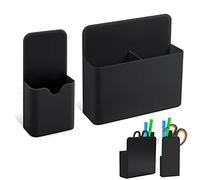 LUTER 2pcs Rangement Crayon Mural, 2 Tailles Pot Crayon Type Suspendu Pot Crayon Aimanté pour Réfrigérateur Tableau Blanc Casier Stylo Crayon Maison Bureau École (Noir)