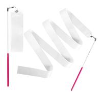 LUTER 2pcs Ruban de Gymnastique, 2m Ruban de Danse Blanc Baguette de Danseur Banderoles de Ruban de Danse Enfant pour Filles Danse Artistique Entraînement Anniversaire Cotillons