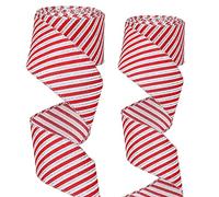 LUTER 2pcs Rubans de Noël Filaires, avec Paillettes Ruban de Noël Rouge et Blanc Guirlande de Ruban de Festival pour Décorations Extérieures et Intérieures Bricolage (Totalement 11m)