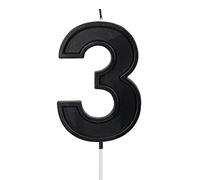 LUTER 3,94 pouces Bougie Anniversaire, Decoration Gateau Anniversaire Numero Noires Bougies Numéro Bougie Anniversaire Chiffre pour Mariage Fête Enfants Adultes Numéro 3
