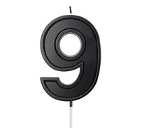 LUTER 3,94 pouces Bougie Anniversaire, Decoration Gateau Anniversaire Numero Noires Bougies Numéro Bougie Anniversaire Chiffre pour Mariage Fête Enfants Adultes Numéro 9