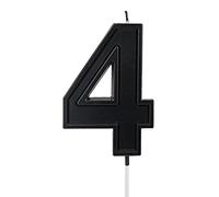 LUTER 3,94 pouces Bougie Anniversaire, Decoration Gateau Anniversaire Numero Noires Bougies Numéro Bougie Anniversaire Chiffre pour Mariage Fête Enfants Adultes Numéro 4