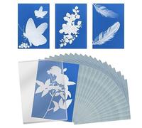 LUTER 32 Pièces Papier Cyanotype, Papier d'Art Solaire Haute Sensibilité Papier d'Impression Solaire Papier d'Imprimante Solaire avec Outil en Plastique pour Enfants Adultes Bricolage Artisanat