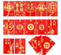 LUTER 36pcs Enveloppes Rouges Chinoises, Enveloppe Nouvel an Chinois Hong Bao avec Motifs Chinois Classiques et Mots de Bénédiction Poches Porte Bonheur pour la Fête du Printemps