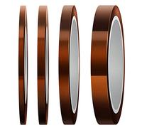 LUTER 4 Rouleaux Heat Resistant Tape Haute Température Ruban Adhésif Polyimide pour Sublimation, Imprimante 3D, soudure à la vague (3 mm / 5 mm / 8 mm / 12 mm x 33 m, Fauve)