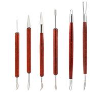 Luter 6 Pièces Ensemble d'Outils de Sculpture en Argile Kit d'Outils de Poterie en Argile avec Poignée en Bois pour l'Argile Poterie Sculpture Céramique l'Artisanat