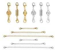 LUTER 6 Pièces Fermoir à Bijoux Magnétique Fermoir Homard Magnétique Fermoirs Et Fermetures De Collier Rallonge De Bracelet Chaînes d'Extension De Bracelet 6 Pièces (Or Et Argent)