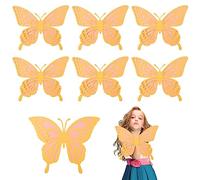 LUTER 7 Ensembles Grandes 3D Papillon, Stickers Papillon en Conception à 2 Couches Autocollants Muraux Papillon pour Anniversaire Chambre de Filles Mariage Décor de Fête (2 Tailles, Rose)