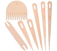 LUTER 7 Pièces Ensemble de Bâtons de Métier à Tisser à Main en Bois, y Compris 5 Pièces d'Aiguille à Tisser en Bois, 1 Pièce de Navette en Bois, 1 Pièce de Peigne à Tisser en Bois pour Tricot