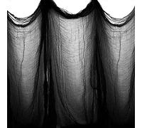 Luter 80 x 196 Pouces Halloween Tissu Effrayant, Halloween Noir en Coton pour Maisons Hantées, Décoration de Fête Intérieure et Extérieure