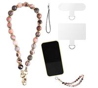 LUTER Dragonne de Téléphone Pierre Perlée, Dragonne de Lanière de Téléphone Portable avec 2 Onglets d'Attache Détachable Chaîne de Bracelet de Téléphone Perles pour Femmes Filles (Rose)
