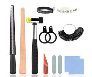 LUTER Ensemble d'Outils De Calibrage De Bague De Bijoux 11 Pièces, Mandrin De Bague, Calibreur De Bague, Outil De Réparation De Bague, Marteau en Caoutchouc, Jauge De Calibrage De Bague en Plastique