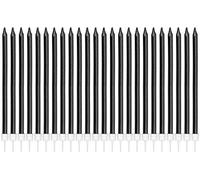 LUTER Métallique Bougie Longue Chandelle Noir Bougies d'anniversaire avec Support Bougies de Gâteau pour la décoration de fête de Mariage d'anniversaire (24 Pièces)