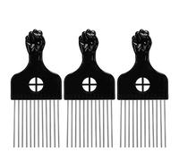 LUTER Pack de 3 Peigne Afro Choix de Cheveux En Métal Coiffure Démêlage Perruque Tresse Outil de Coiffure Peignes En Métal pour Femmes Et Hommes Noir