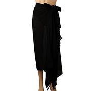 LUTER Paréo de Plage pour Femme - Élégant Enveloppant avec Pompon Doux, Jupe de Maillot de Bain pour Plage d'Été (Noir)