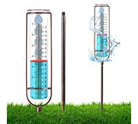 LUTER Pluviomètre Extérieur, 17 cm Pluviomètre en Verre de Grande Capacité Extérieur avec Piquet et Joint, Facile à Lire Amovible Rain Gauge Pluviomètres pour Cour, Pelouse, Jardin, Clôture (Bronze)