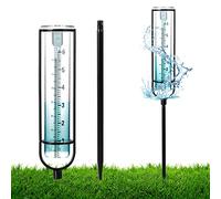 Luter Pluviomètre Extérieur, Échelles Nominales de 6 Pouces/15,2cm Pluviomètre de Jardin Exterieur en Verre avec Piquet et Porte-Tube en Métal Amovible Rain Gauge pour Cour Pelouse Jardin Clôture