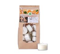 luterna Lot de 18 bougies chauffe-plat parfumées, orange douce, 100 % cire naturelle, wencée, 25/41 mm, durée de combustion : environ 7 h, sachet de 18 pièces